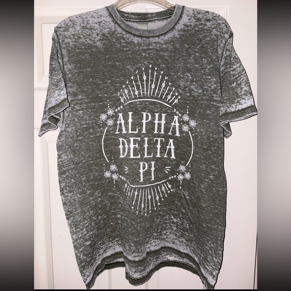 Alpha Delta PI Grey-Green Burnout T-Shirt
